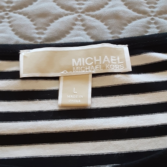 Michael Kors black and white striped asymmetric top - Picture 6 of 11